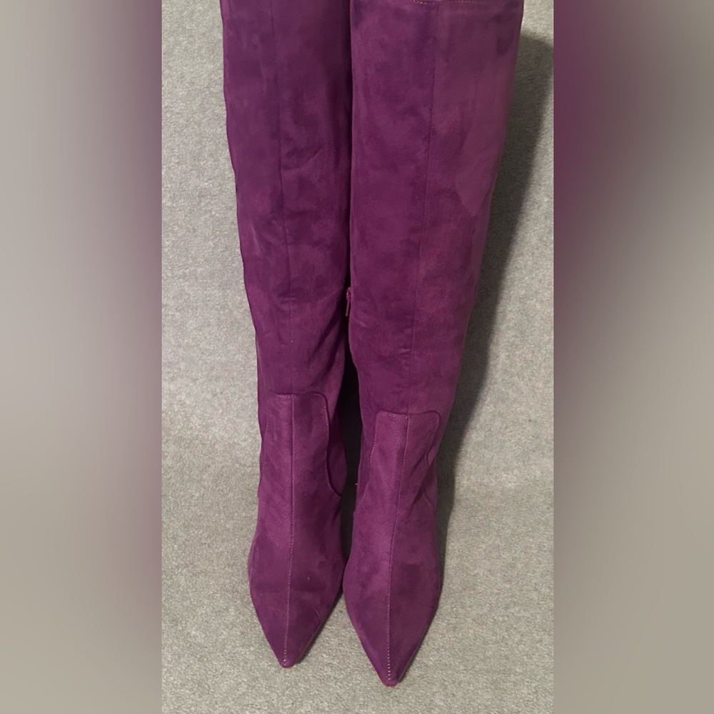 Public Desire Purple Faux Suede Boots Size 10 (UK 8)